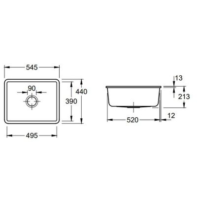 Zlewozmywak ceramiczny 49.5x39.5 cm czarny 331001R7 Villeroy & Boch Subway
