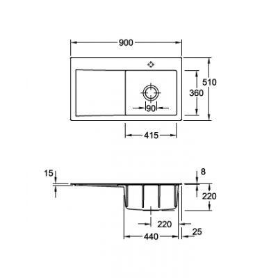 Zlewozmywak ceramiczny 90x51 cm 335102J0 Villeroy & Boch Subway Style 50