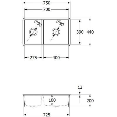 Zlewozmywak ceramiczny 75x44 cm biały 338801R1 Villeroy & Boch Subway