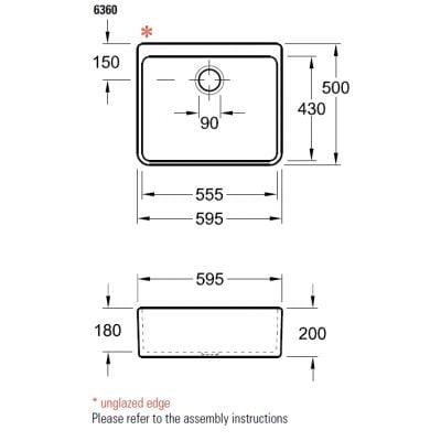 Zlewozmywak ceramiczny 59.5x50 cm biały 636001R1 Villeroy & Boch Farmhouse