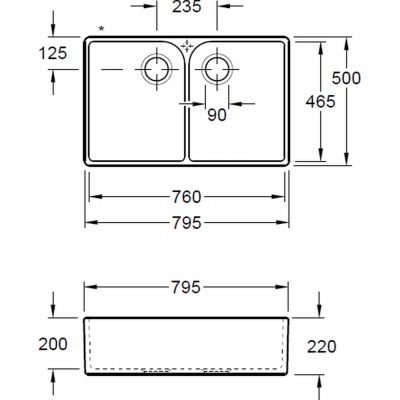 Zlewozmywak ceramiczny 79.5x50 cm biały 638001R1 Villeroy & Boch Farmhouse