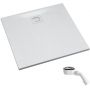 Brodzik kwadratowy z syfonem 80x80 cm biały 33500BSTM6B Schedpol Majestic White Stone zdj.1
