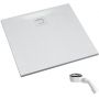Brodzik kwadratowy z syfonem 90x90 cm biały 33501BSTM6B Schedpol Majestic White Stone zdj.1