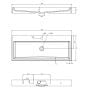 Umywalka 100x42 cm prostokątna ścienna-nablatowa biała Thasos1000BP Omnires M+ zdj.2