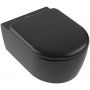 Miska WC z deską wolnoopadającą wisząca bez kołnierza ze spłukiwaniem wirowym czarny mat 5656CLR7 Villeroy & Boch Skyla zdj.1