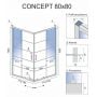 Kabina prysznicowa kwadratowa 80x80 cm czarny REAK5479 Rea Concept zdj.2