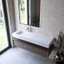 Umywalka 130x45 cm prostokątna ścienna-z blatem biała U1300MBLOLB Cristalstone Linea Ideal zdj.5