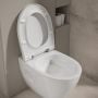 Miska WC z deską wolnoopadającą wisząca bez kołnierza ze spłukiwaniem wirowym biały połysk S4013010 Cersanit Moduo zdj.8