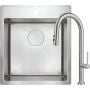 Zlewozmywak stalowy z baterią 50.5x45 cm stal ZPOA010A Deante Olfato zdj.1