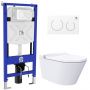 Toaleta myjąca ze stelażem i przyciskiem wisząca bez kołnierza biała 4050FWS200302W Major&Maker Classic + Coral White zdj.1