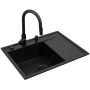 Zlewozmywak granitowy z baterią 68x50 cm czarny 070223912BEI Pyramis Camea zdj.4