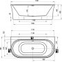 Wanna przyścienna 178x86 cm owalna biała XC00100028 Ravak Ypsilon Wall zdj.2
