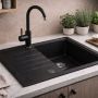 Zlewozmywak granitowy 68x49.5 cm czarny 3001AXBC140W Ruvetti Axel zdj.7