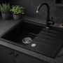 Zlewozmywak granitowy 68x49.5 cm czarny 3001AXBC140W Ruvetti Axel zdj.6