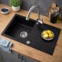 Zlewozmywak granitowy 77x44 cm czarny 3001PIBC160W Ruvetti Pino zdj.6