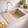 Zlewozmywak granitowy 60x44 cm beżowy 3001PIBE120W Ruvetti Pino zdj.6