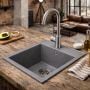 Zlewozmywak granitowy 50x40 cm szary/grafitowy/onyx 3001PIGR40W Ruvetti Pino zdj.6