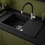 Zlewozmywak granitowy 68x44.2 cm czarny 3001PNBC140W Ruvetti Pineko zdj.6