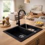 Zlewozmywak granitowy 60.5x49.5 cm czarny 3001SBC1520W Ruvetti Signum zdj.6