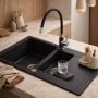 Zlewozmywak granitowy 79x49.5 cm czarny 3001SBC1560W Ruvetti Signum zdj.5
