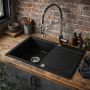 Zlewozmywak granitowy 79x50 cm czarny 3001SBC160W Ruvetti Signum zdj.6