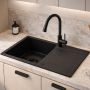 Zlewozmywak granitowy 79x50 cm czarny 3001SFB160W Ruvetti Signum zdj.7