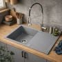 Zlewozmywak granitowy 79x50 cm szary/grafitowy/onyx 3001SGR160W Ruvetti Signum zdj.7