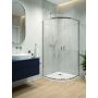 Kabina z brodzikiem 80x80 cm półokrągła srebrny połysk/szkło przezroczyste 602331225038400 Sanplast Fris zdj.1