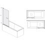 Parawan nawannowy 80 cm 1-częściowy srebrny połysk/szkło przezroczyste 600540106038401 Sanplast Exa Line zdj.2
