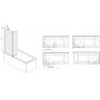 Parawan nawannowy 70 cm 2-częściowy srebrny połysk/szkło przezroczyste 600540180038401 Sanplast Exa Line zdj.2