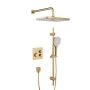 Zestaw prysznicowy podtynkowy termostatyczny z deszczownicą złoty 575933039 KFA Armatura Malaga Brushed Light Gold zdj.1