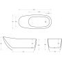 Wanna wolnostojąca 170x74 cm owalna biała V038XLBL Corsan Estella zdj.2