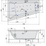 Wanna z hydromasażem 180x120 cm narożna asymetryczna 19611HA Polysan Triangl zdj.2