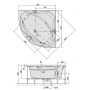 Wanna z hydromasażem 150x150 cm narożna symetryczna 63119HA Polysan Rosana zdj.2