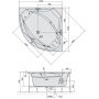 Wanna z hydromasażem 150x150 cm narożna symetryczna 63119H Polysan Rosana zdj.2